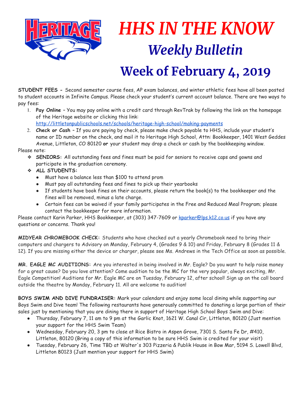 HHS in the KNOW Weekly Bulletin