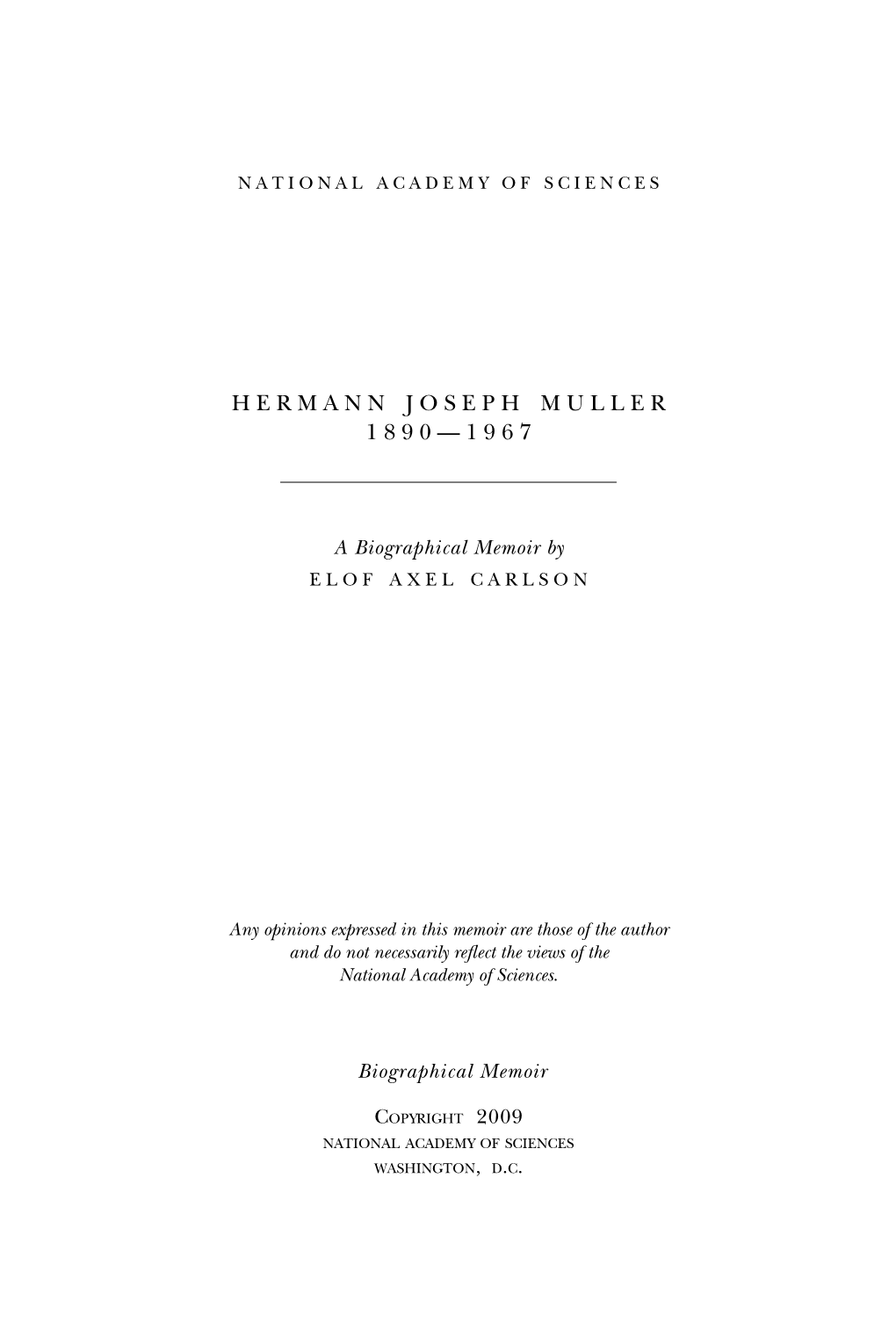 Hermann Joseph Muller 1890—1967