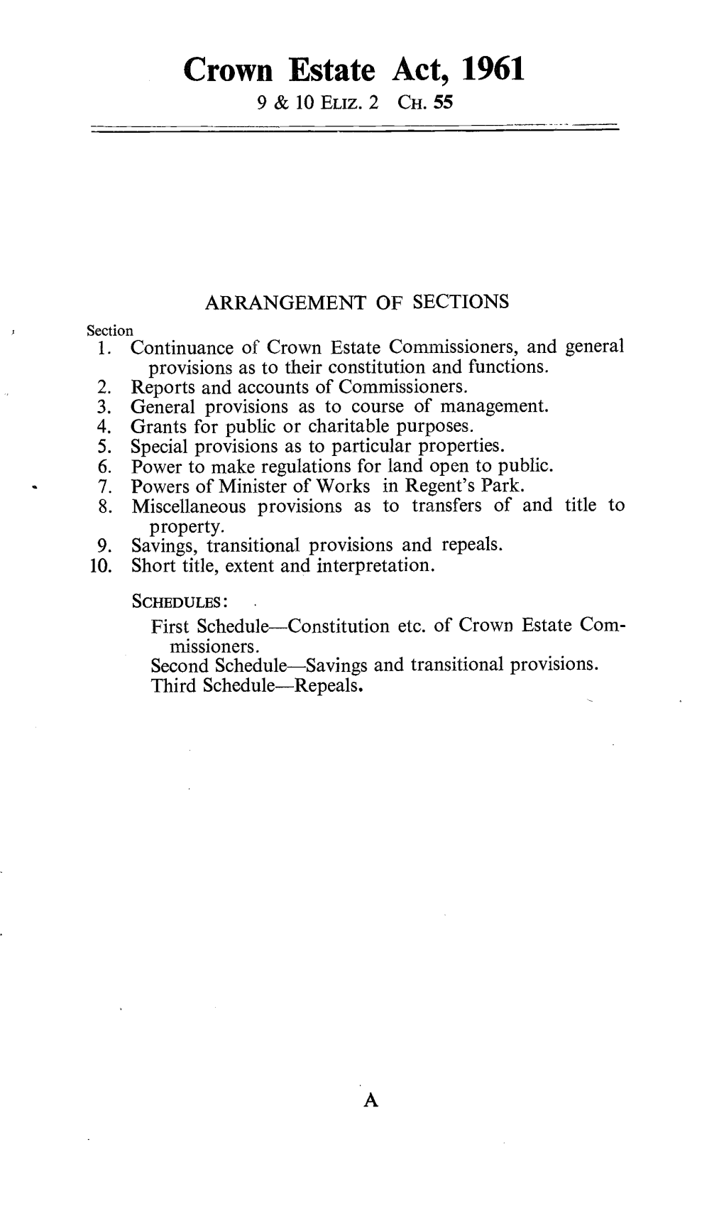 Crown Estate Act, 1961 9 & 10 Eliz