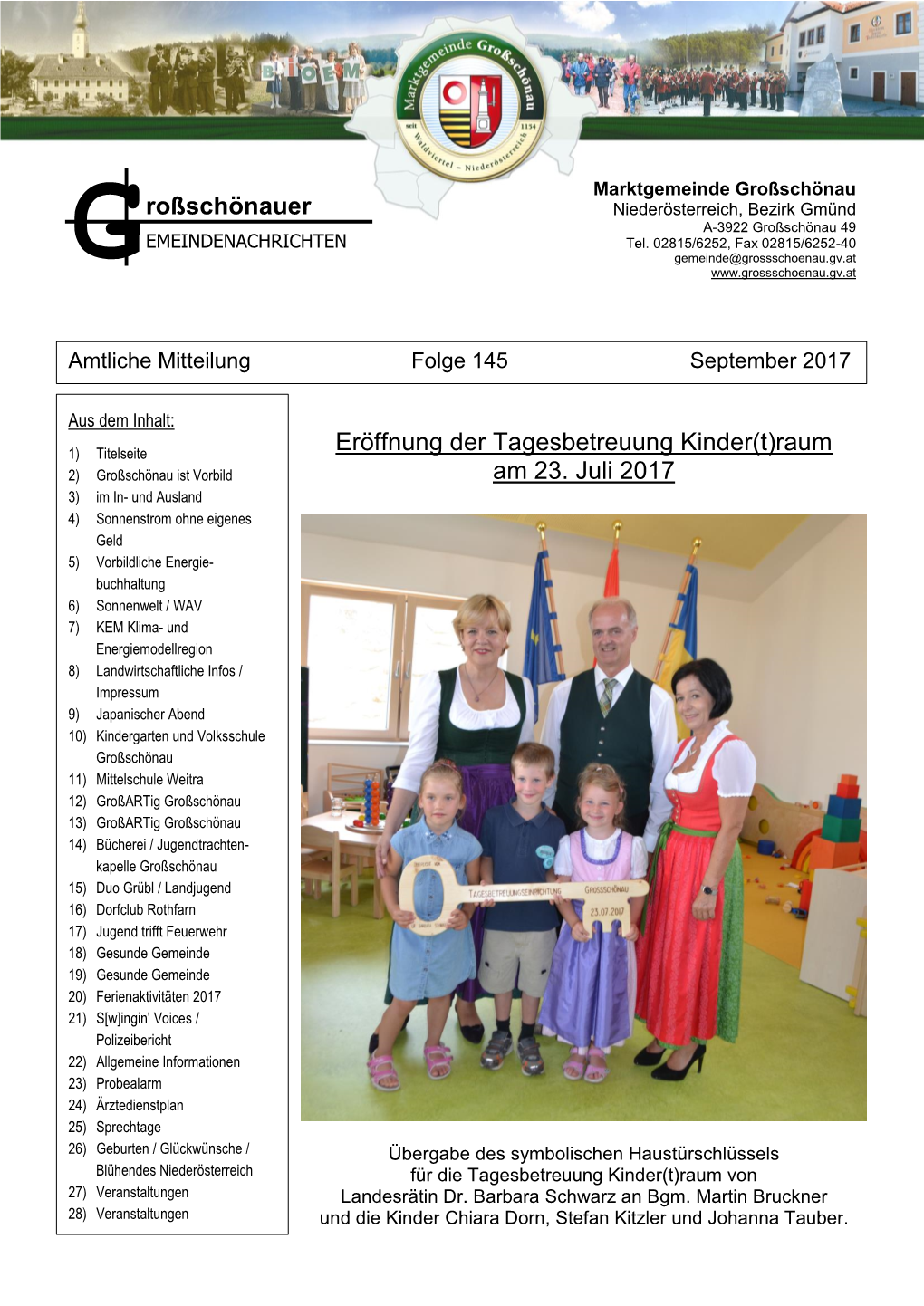 Eröffnung Der Tagesbetreuung Kinder(T)Raum 2) Großschönau Ist Vorbild Am 23