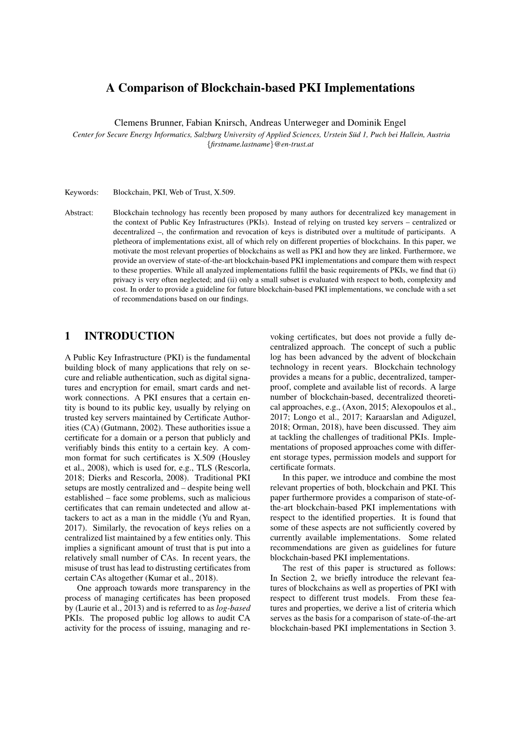 A Comparison of Blockchain-Based PKI Implementations