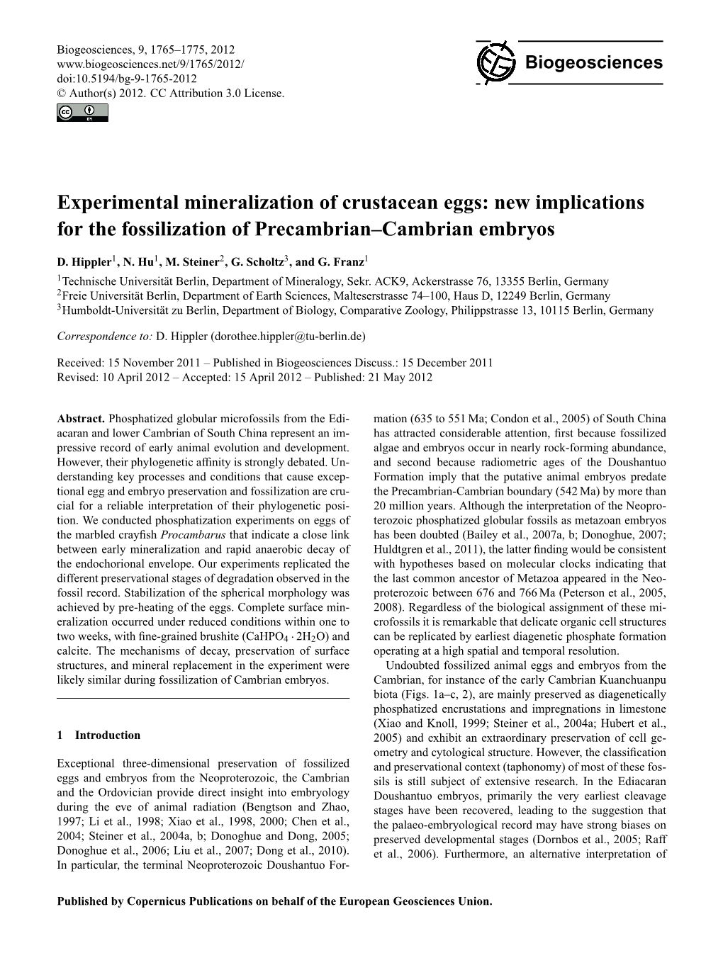 Experimental Mineralization of Crustacean Eggs: New Implications for the Fossilization of Precambrian–Cambrian Embryos