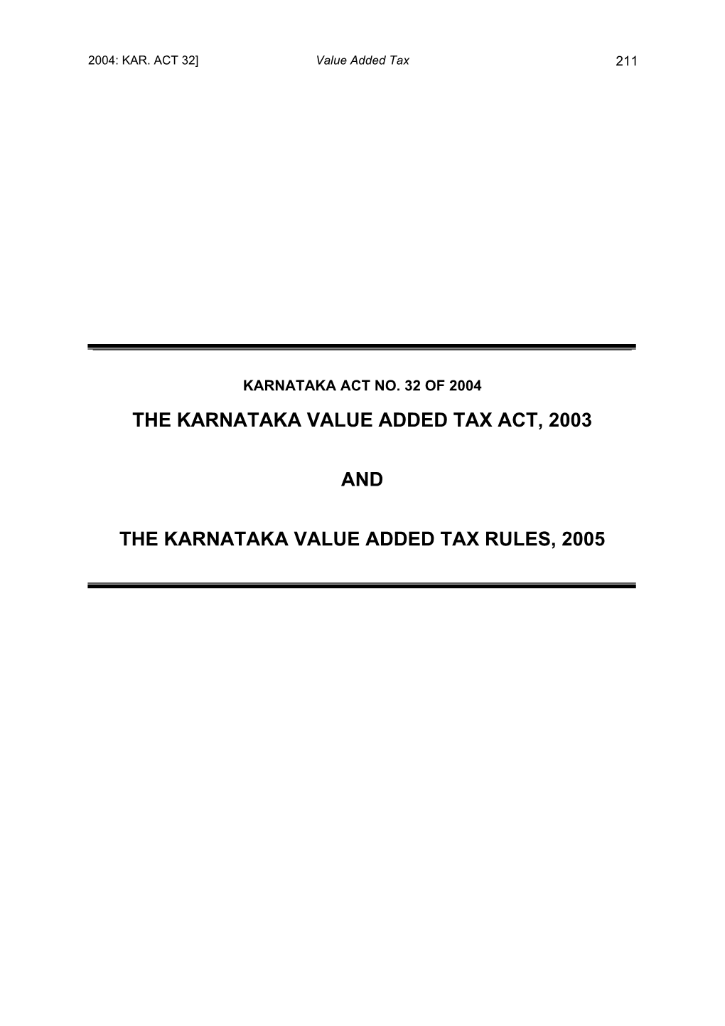 Karnataka Value Added Tax Act, 2003