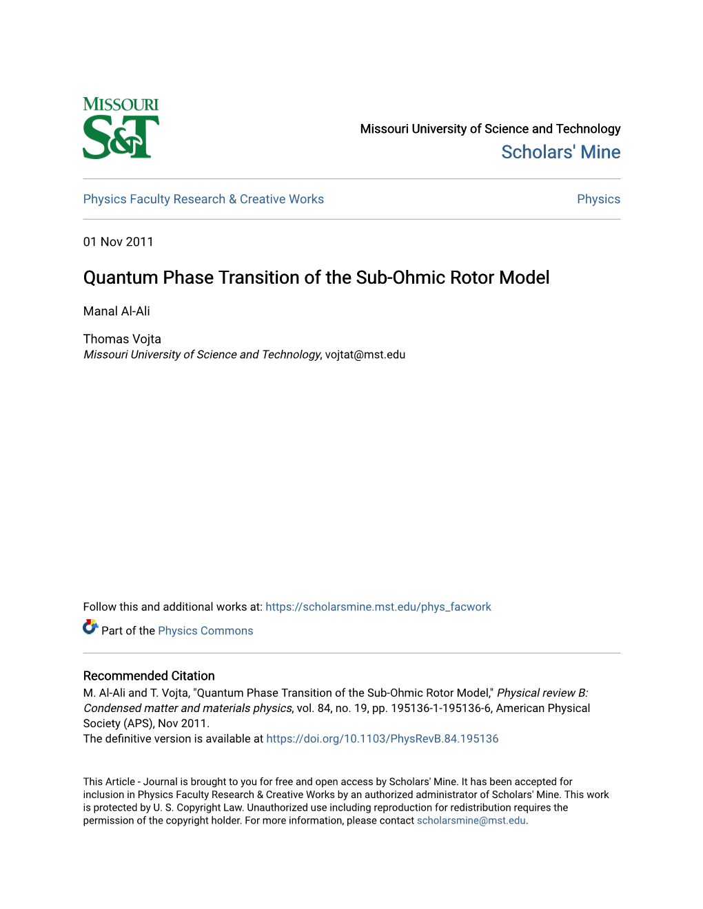 Quantum Phase Transition of the Sub-Ohmic Rotor Model