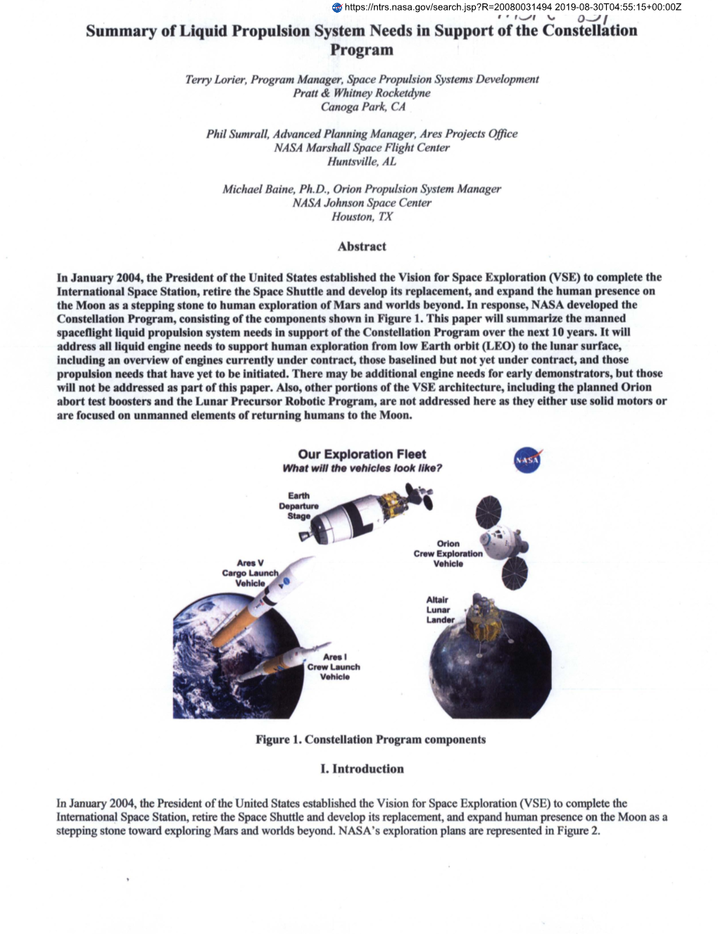 Summary of Liquid Propulsion System Needs in Support of The