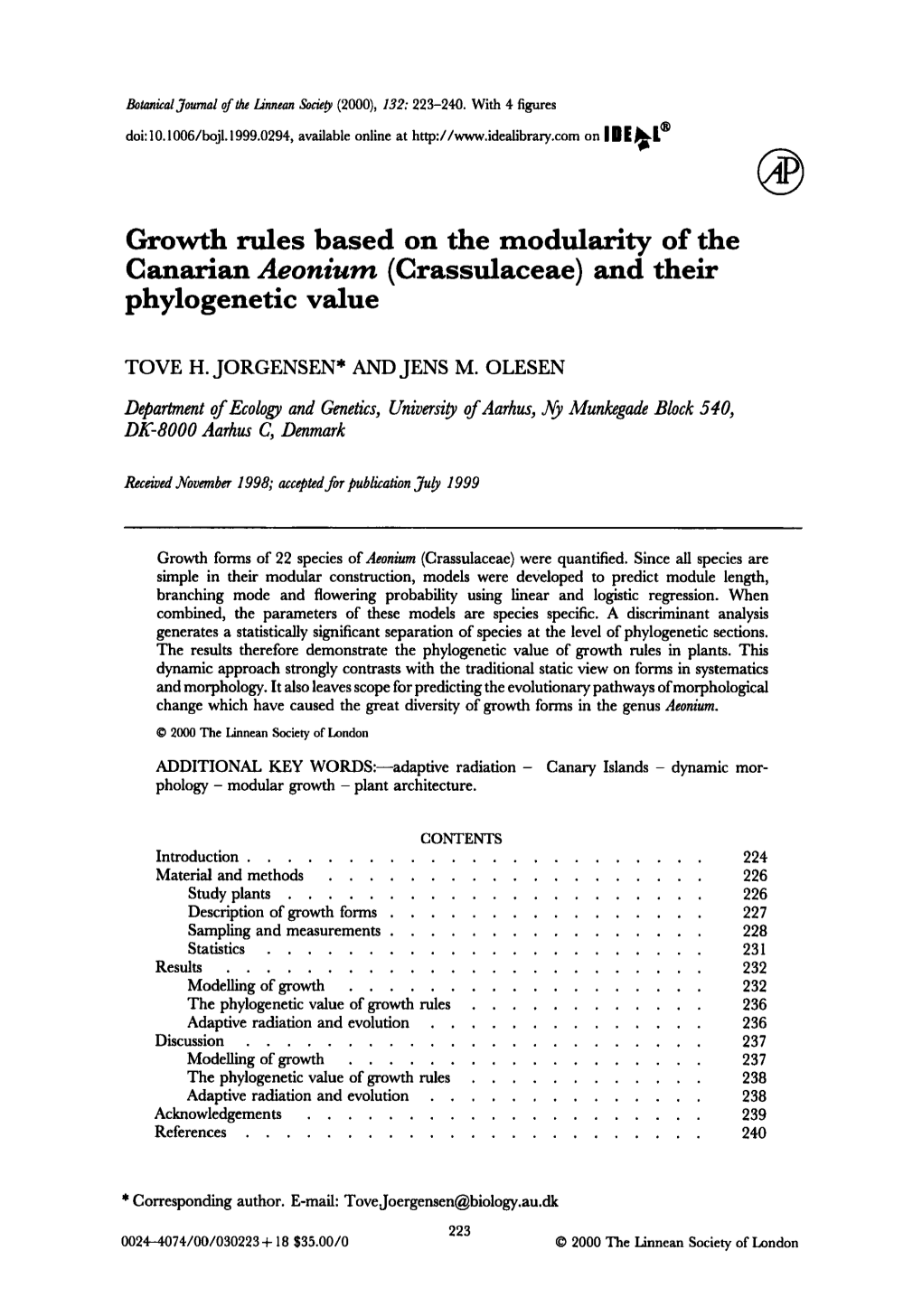 Growth Rules Based on the Modularity of the Canarian Aeonium