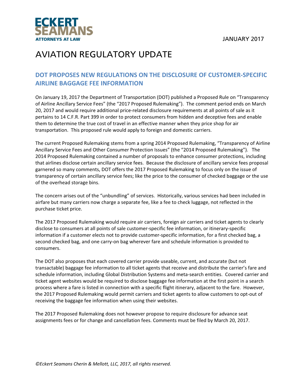 Aviation Regulatory Update Digest