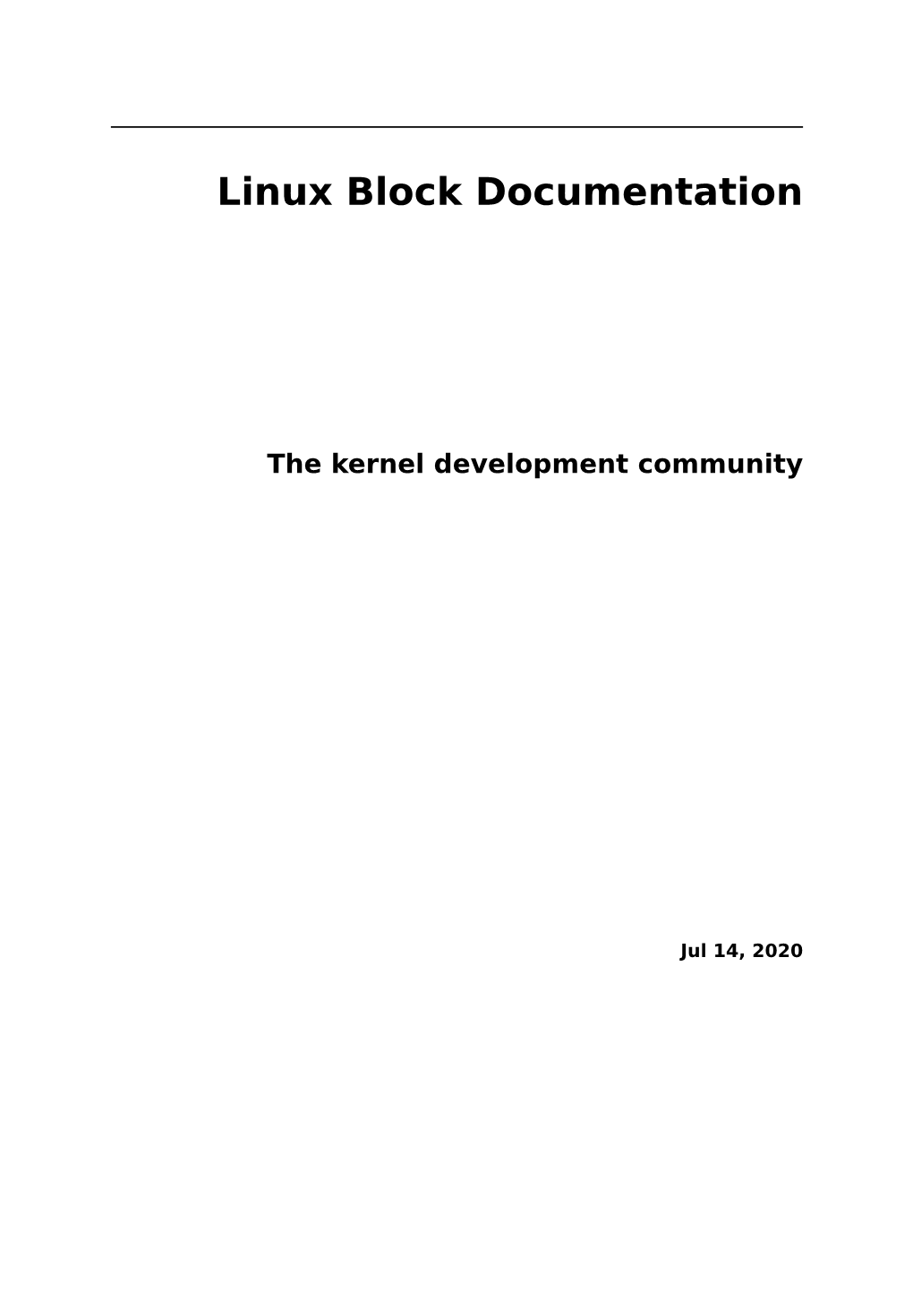 Linux Block Documentation