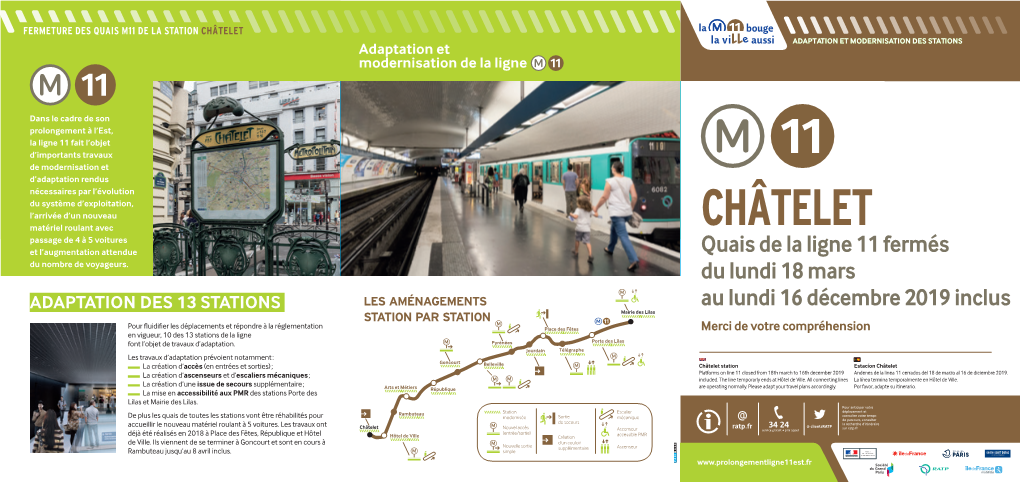 CHÂTELET ADAPTATION ET MODERNISATION DES STATIONS Adaptation Et Modernisation De La Ligne