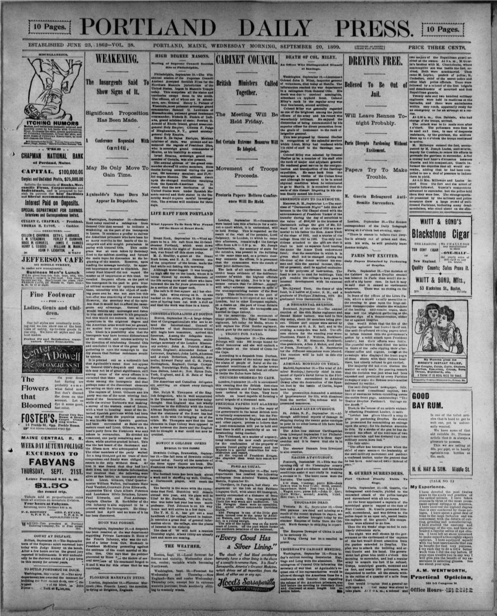 Portland Daily Press: September 20, 1899