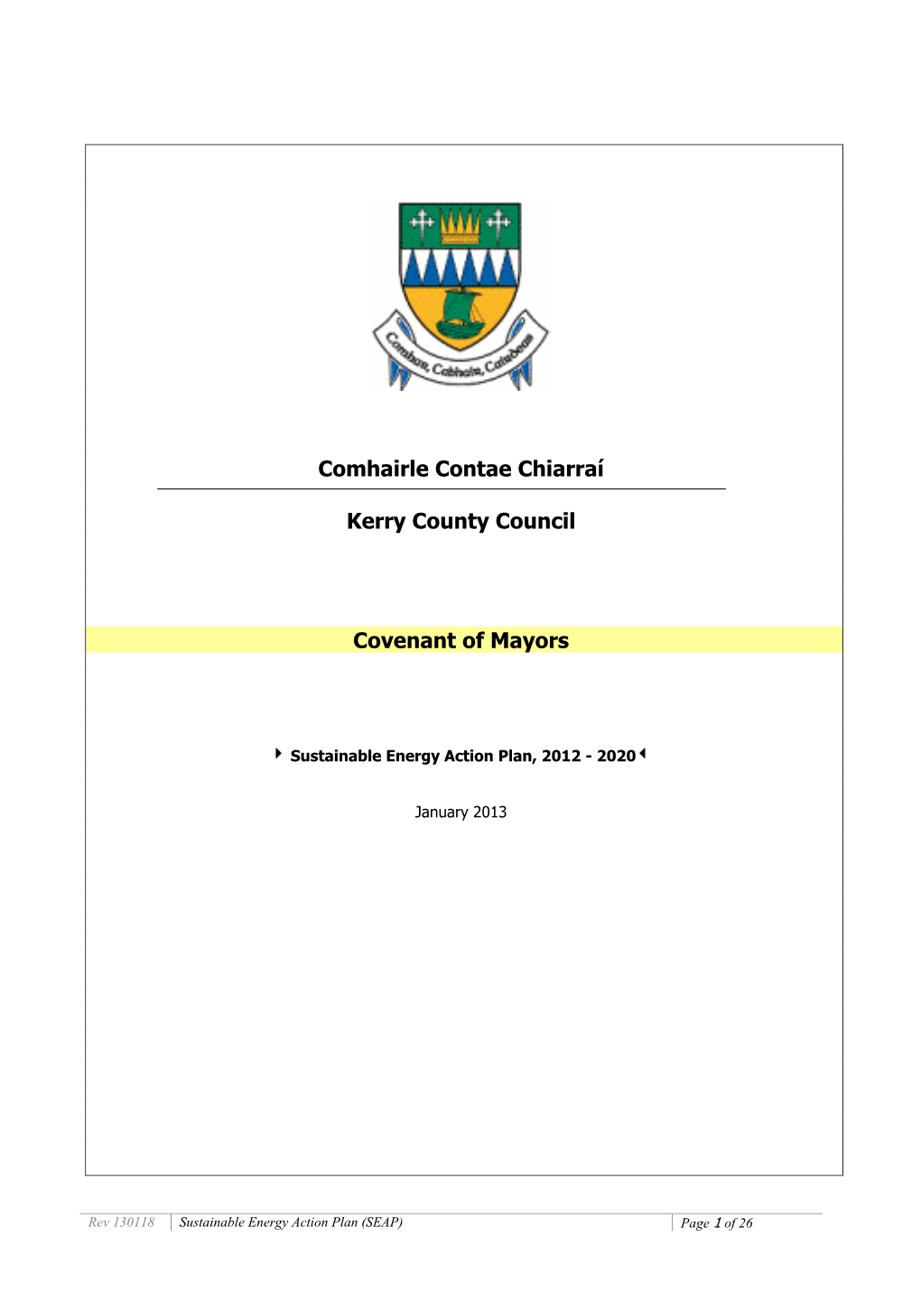 Comhairle Contae Chiarraí Kerry County Council Covenant of Mayors