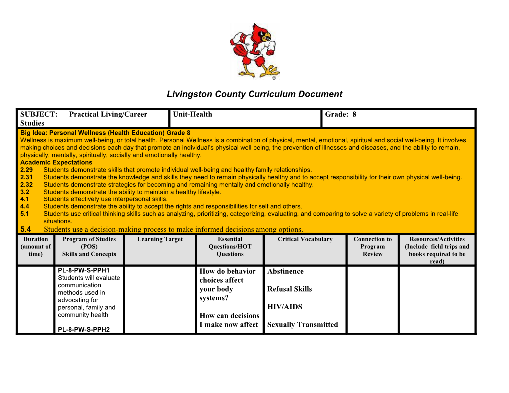 Livingston County Curriculum Document