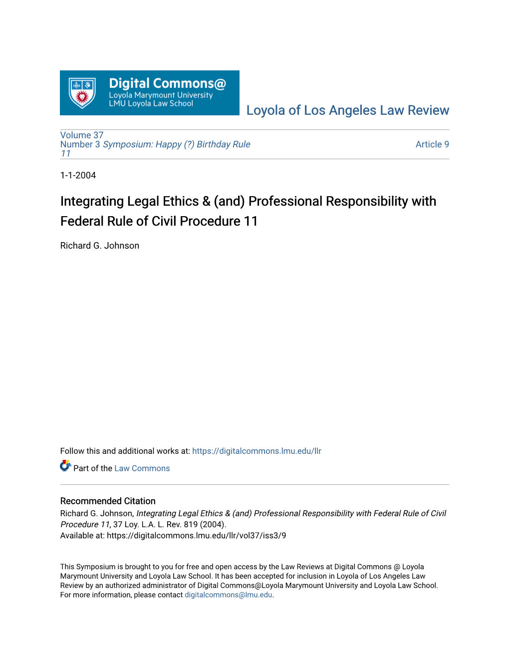 Professional Responsibility with Federal Rule of Civil Procedure 11