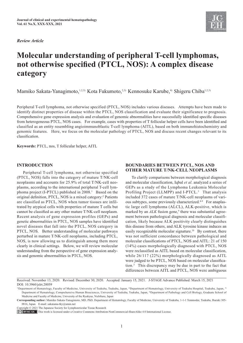 (PTCL, NOS): a Complex Disease Category