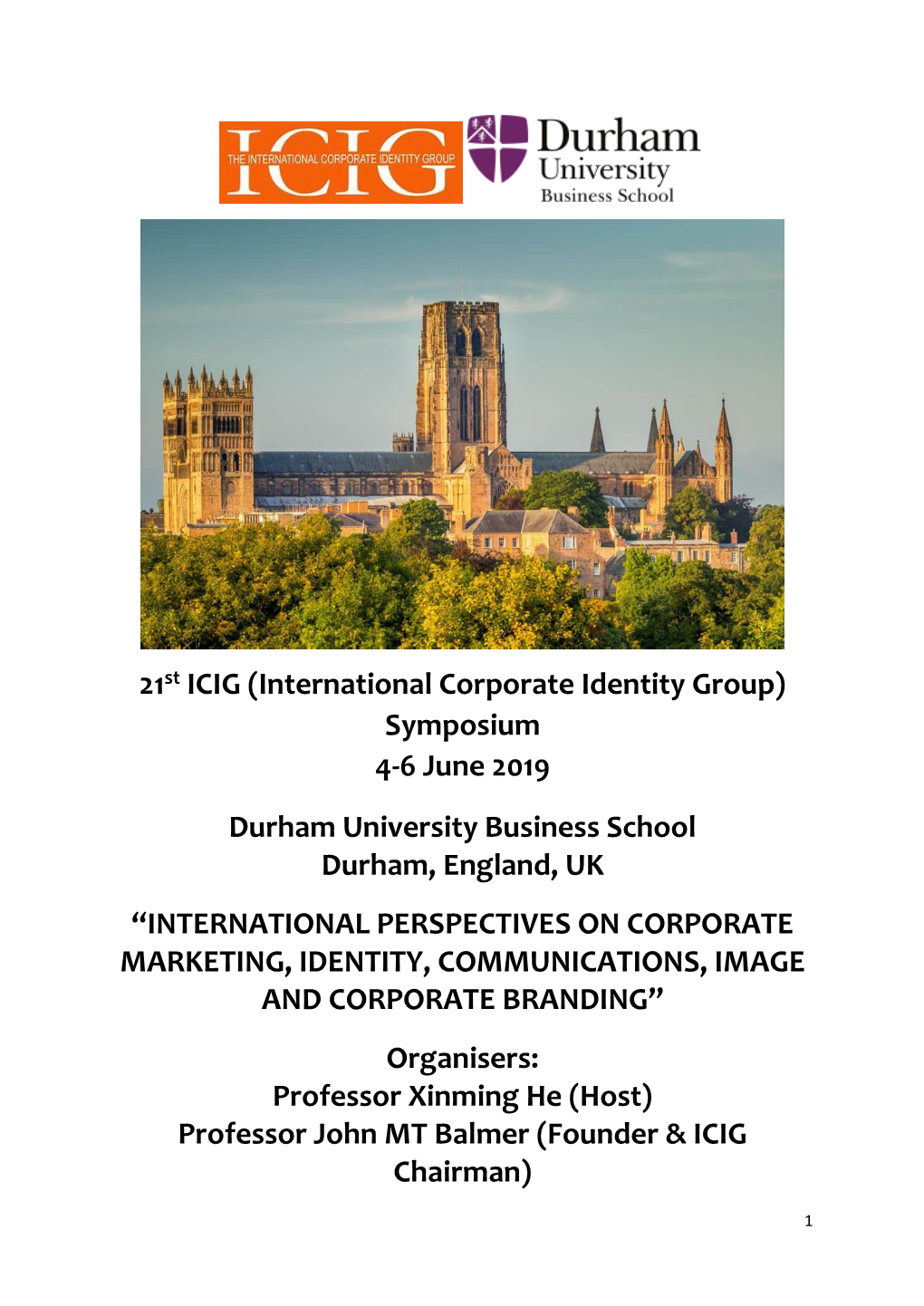 Symposium 4-6 June 2019 Durham University Business School Durham, England, UK