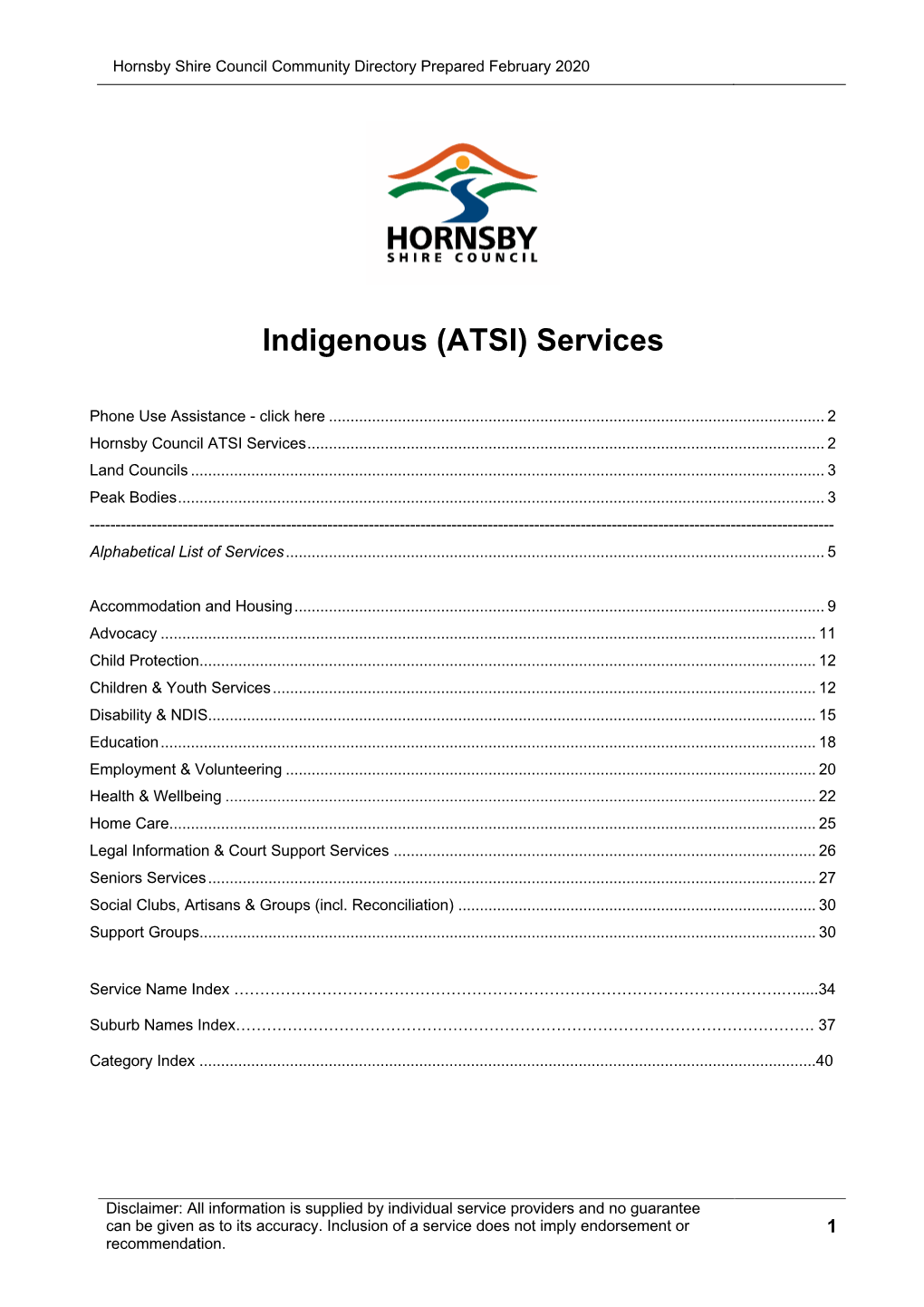 Indigenous (ATSI) Services 2020