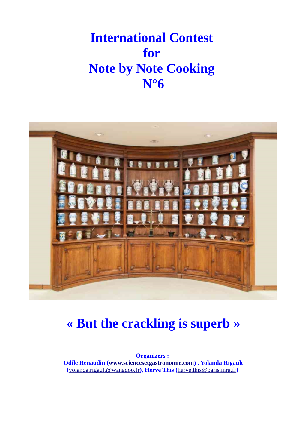 International Contest for Note by Note Cooking N°6 « But