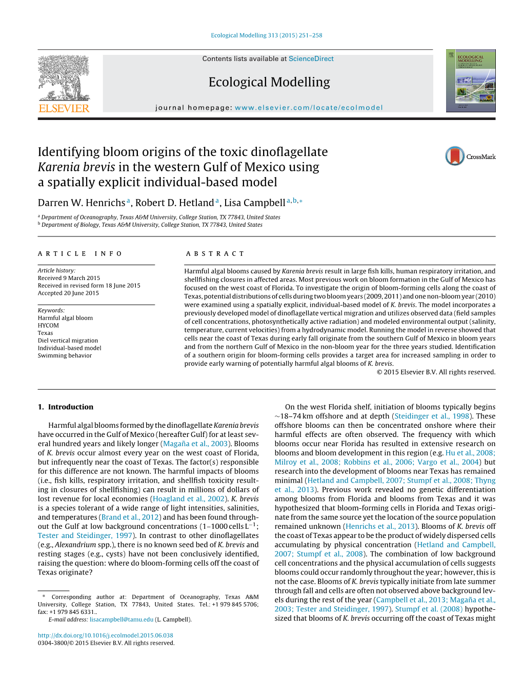 Identifying Bloom Origins of the Toxic Dinoflagellate Karenia Brevis in The