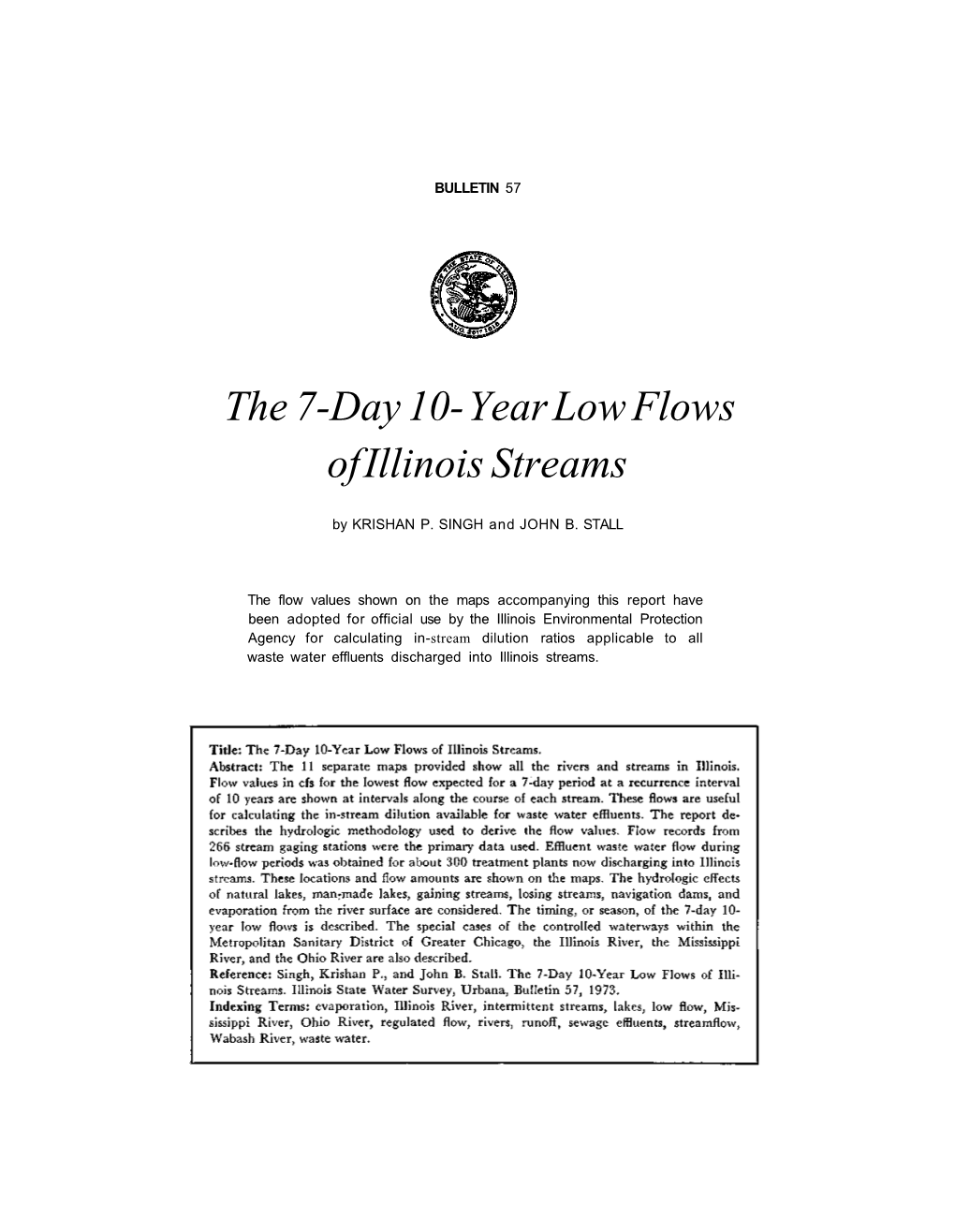 7-Day 10-Year Low Flows of Illinois Streams