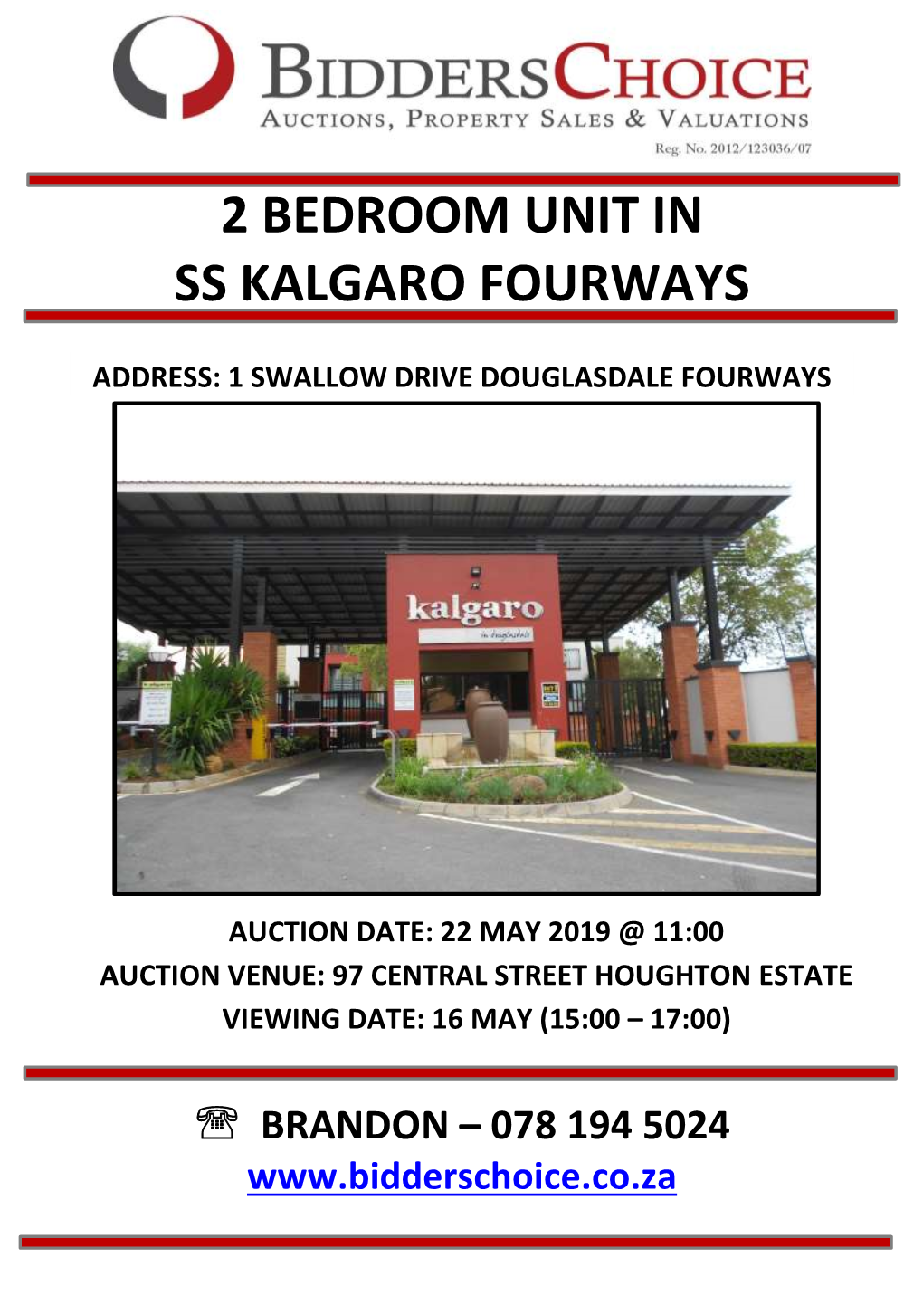 2 Bedroom Unit in Ss Kalgaro Fourways