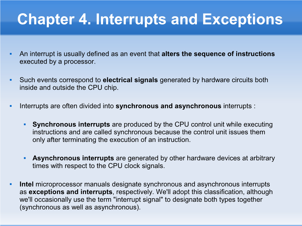 Chapter 4. Interrupts and Exceptions