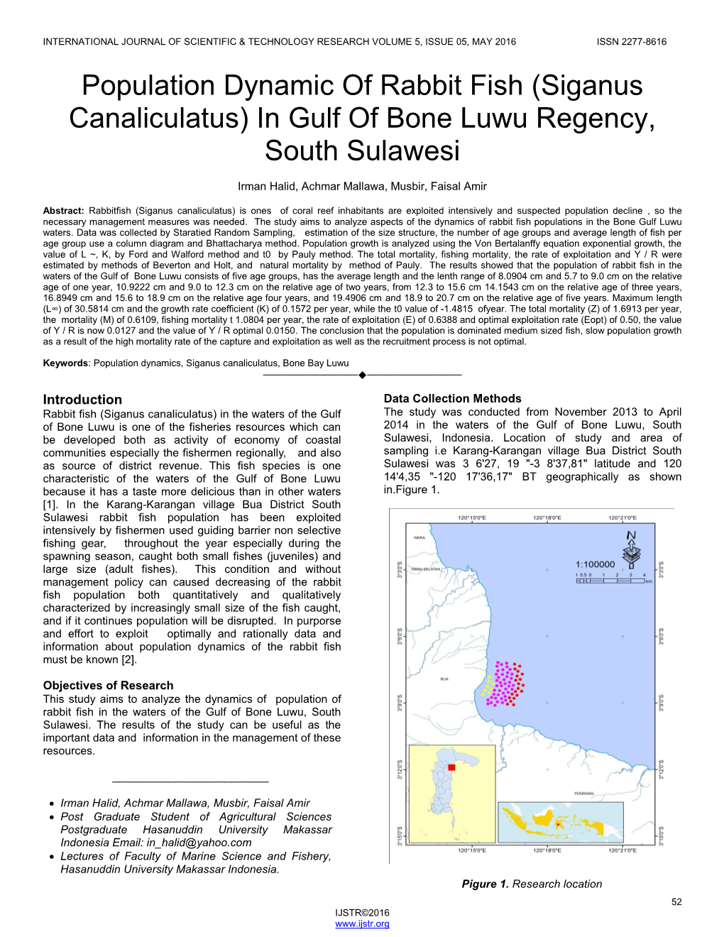 Population Dynamic of Rabbit Fish (Siganus Canaliculatus) in Gulf of Bone Luwu Regency, South Sulawesi