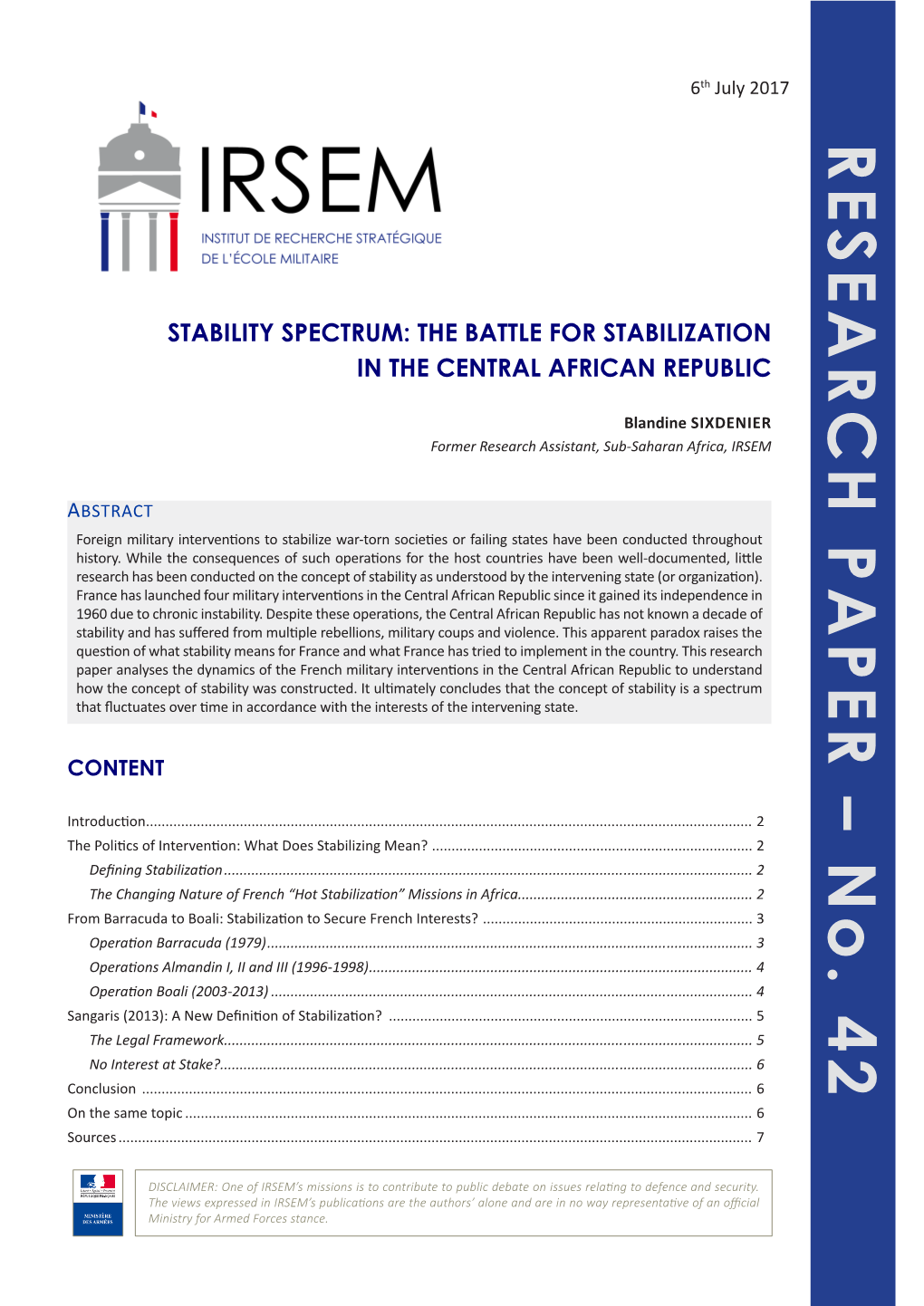 The Battle for Stabilization in the Central African Republic