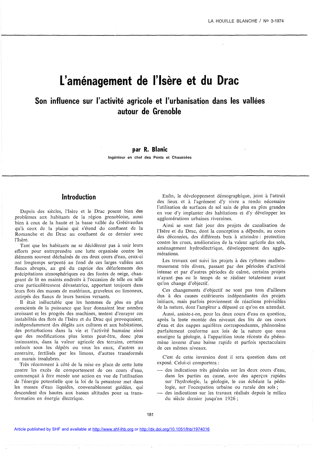 L'aménagement De L'isère Et Du Drac Son Influence Sur L'activité Agricole