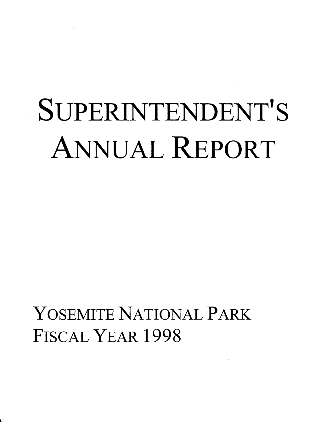 Superintendent's Annual Report