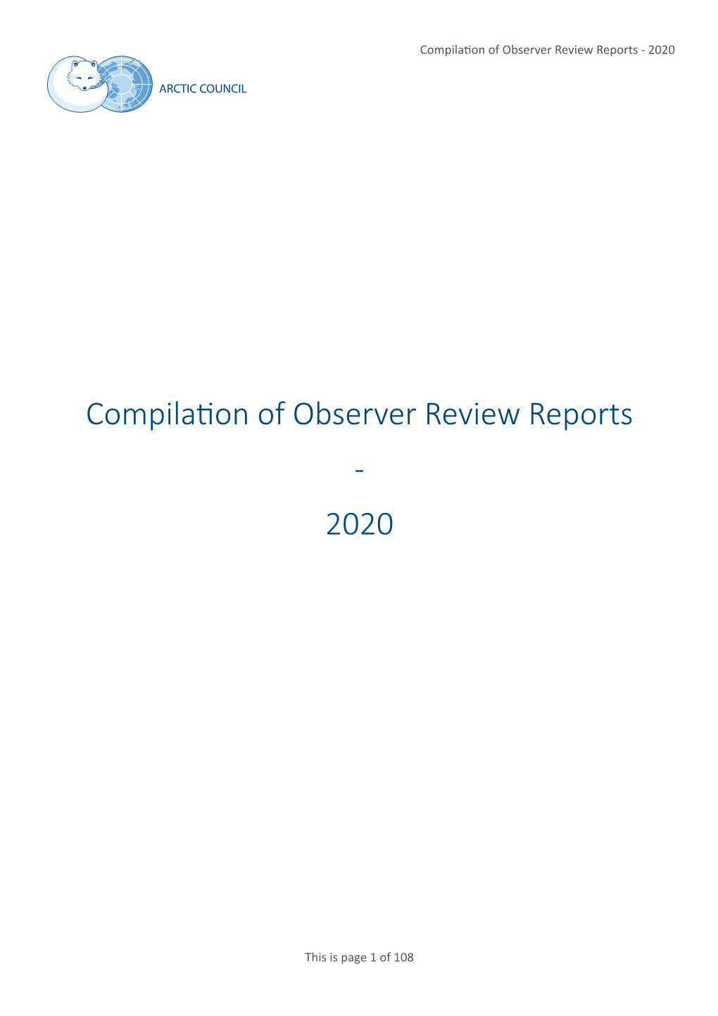 Compilation of Observer Review Reports - 2020