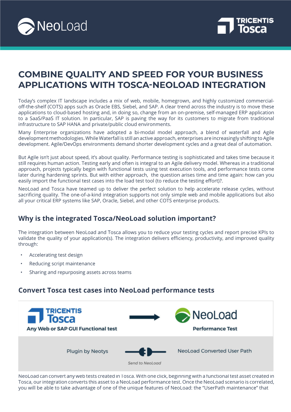 Combine Quality and Speed for Your Business Applications with Tosca-Neoload Integration
