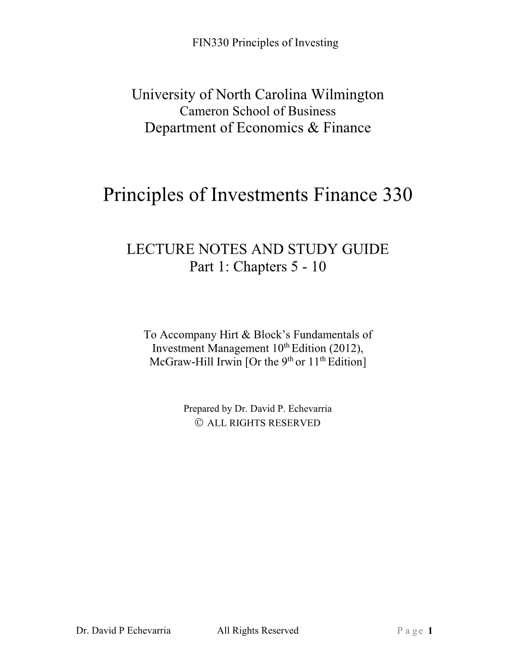 Principles of Investments Finance 330