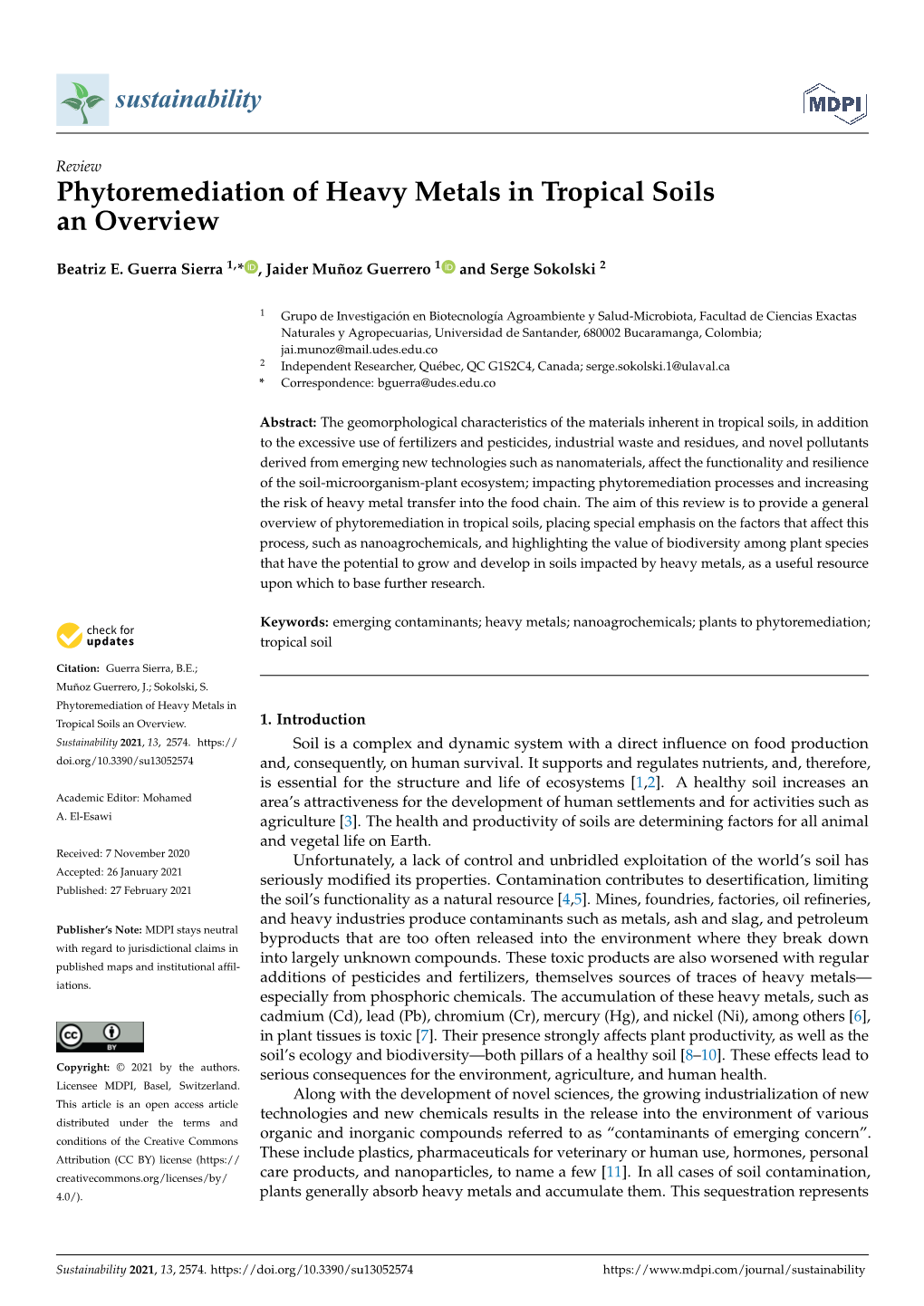 Phytoremediation of Heavy Metals in Tropical Soils an Overview