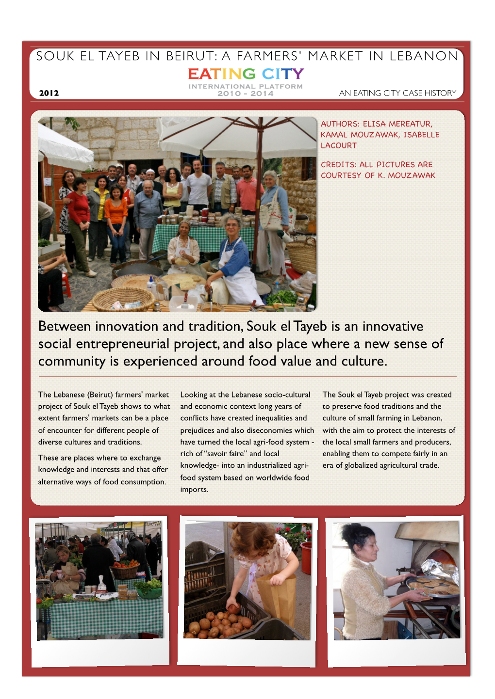 Souk El Tayeb in Beirut : a Farmers' Market in Lebanon
