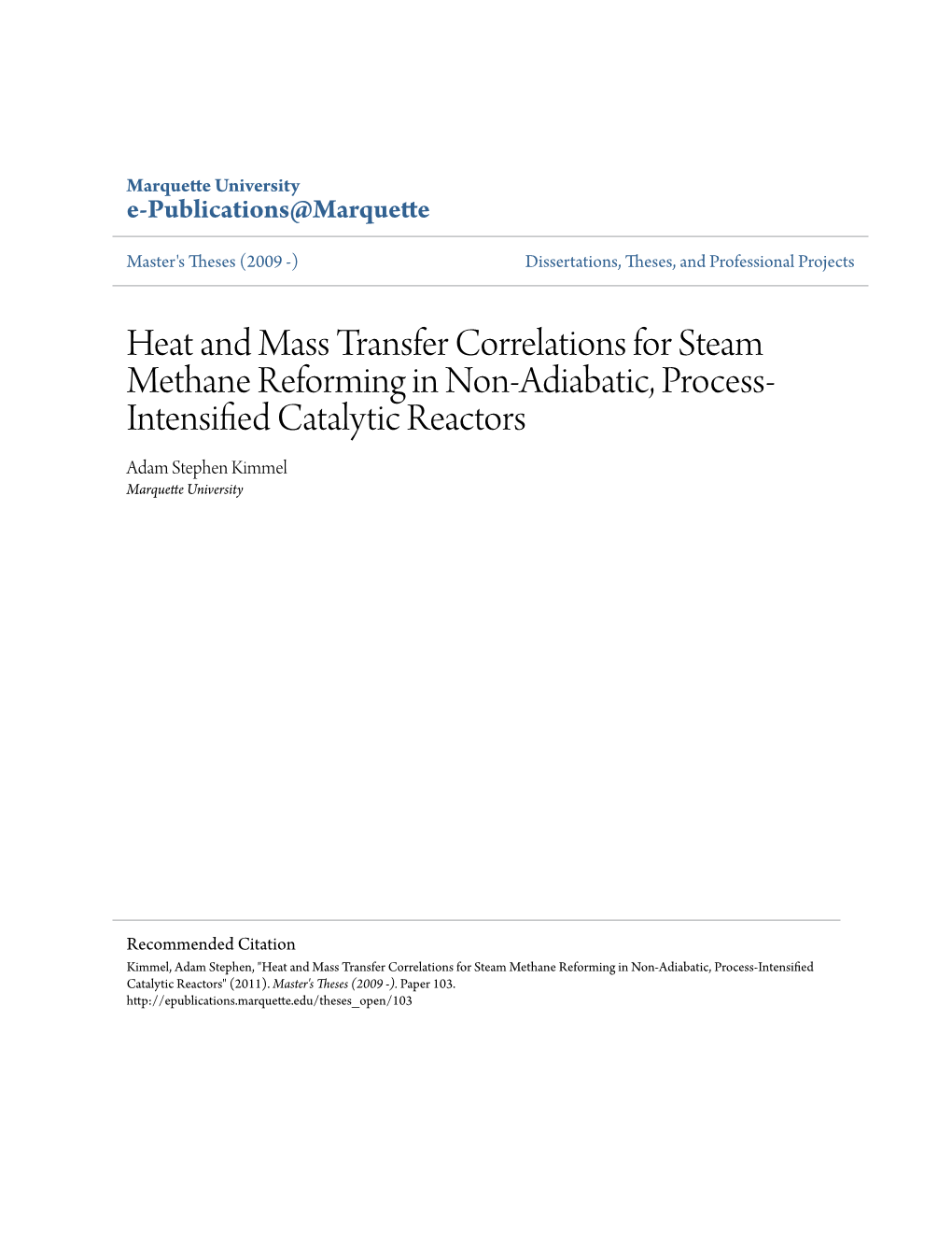 Heat and Mass Transfer Correlations for Steam Methane Reforming in Non-Adiabatic, Process-Intensified Catalytic Reactors