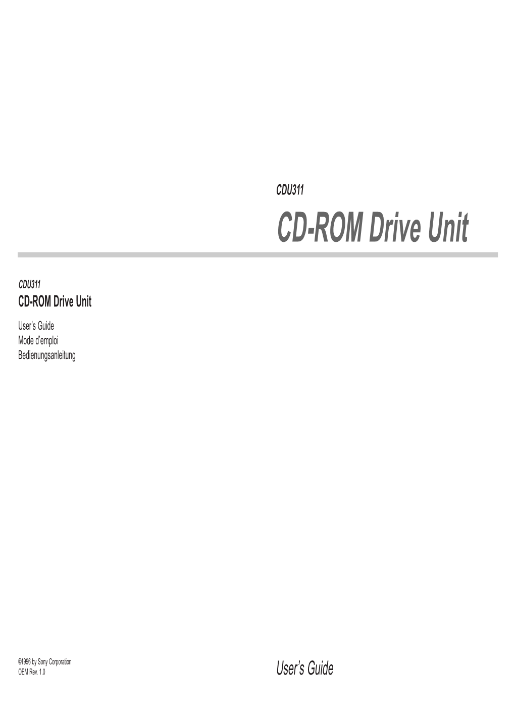 CD-ROM Drive Unit User’S Guide