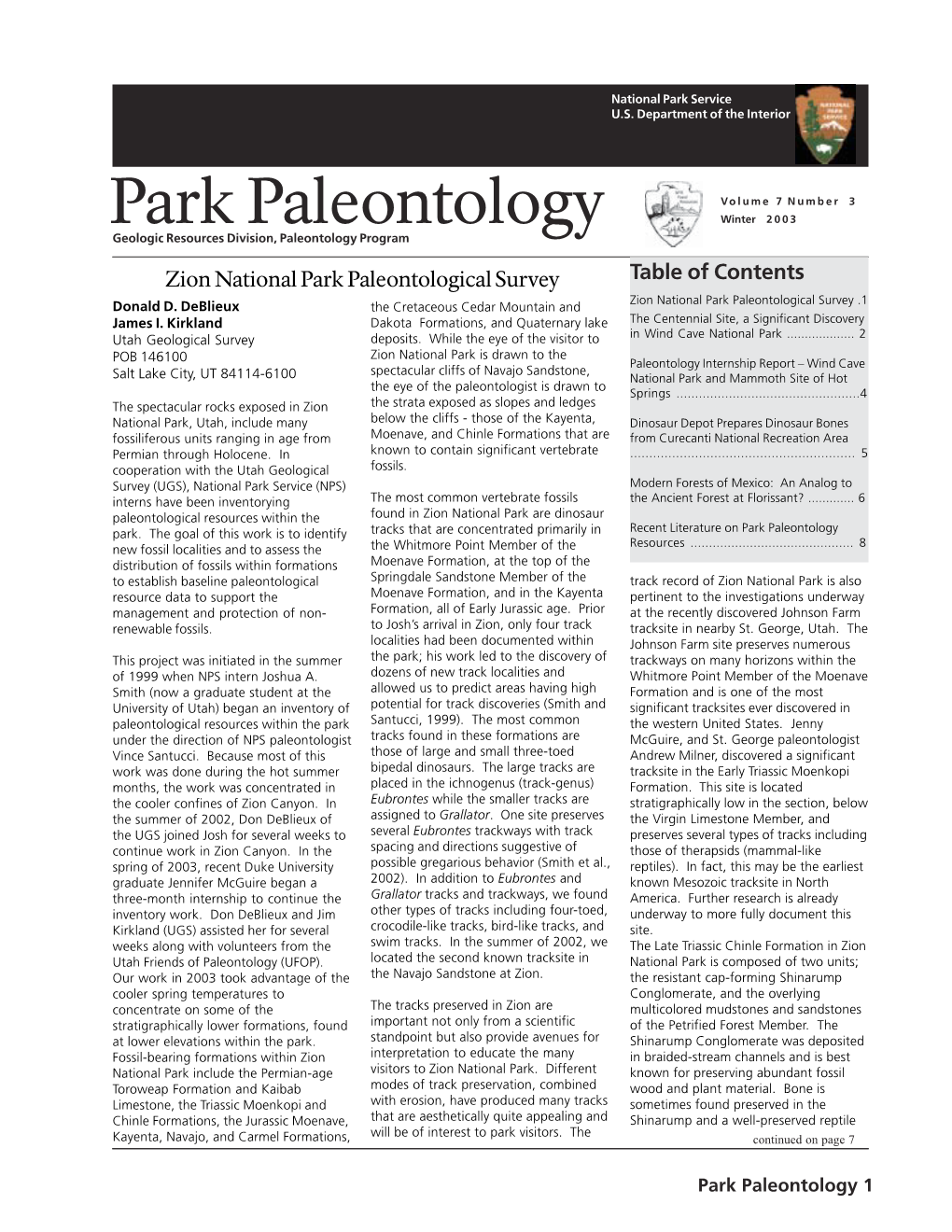 Park Paleontology 7(3)