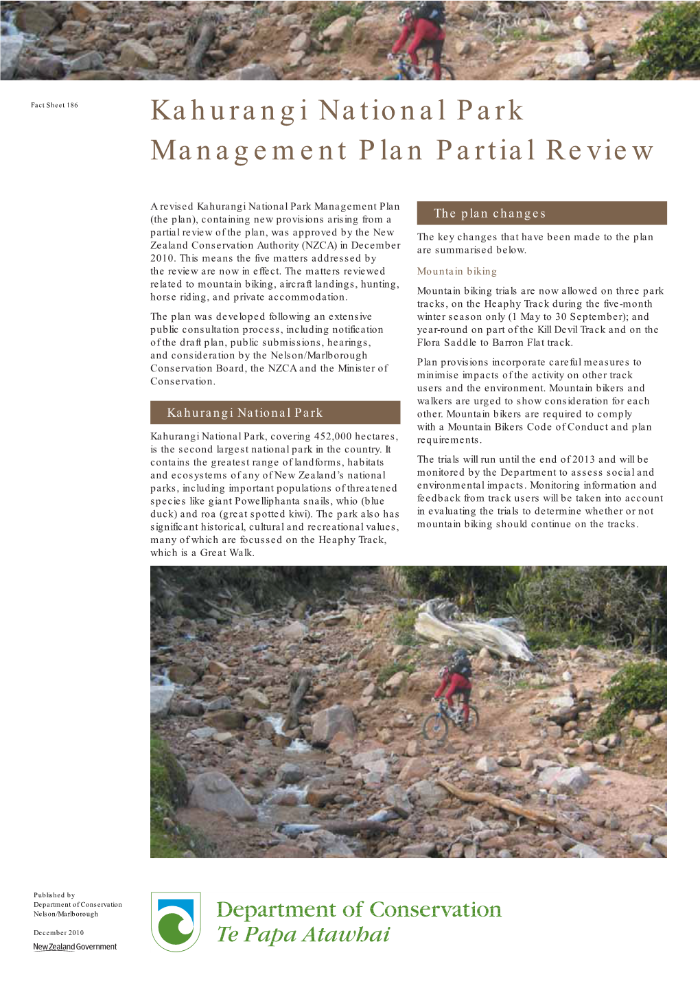 Kahurangi National Park Management Plan Partial Review Factsheet