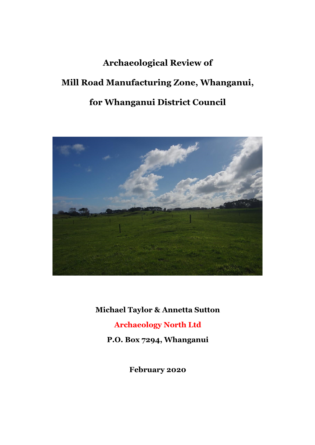Archaeological Review of Mill Road Manufacturing Zone, Whanganui