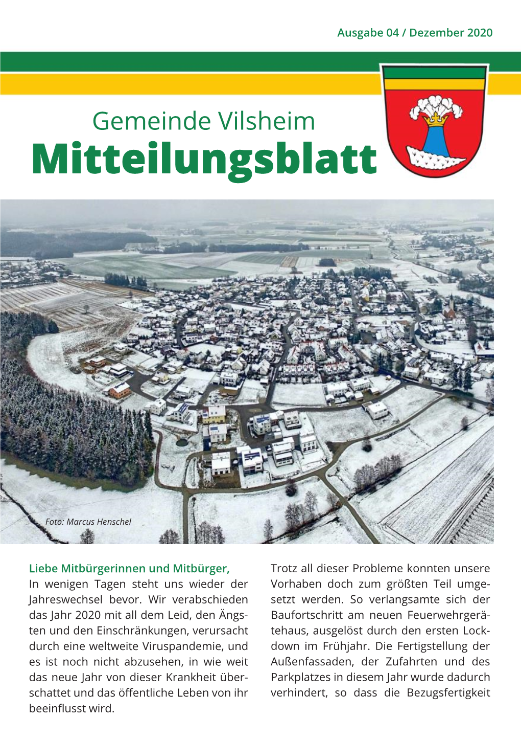 Mitteilungsblatt Der Gemeinde Vilsheim Dezember 2020