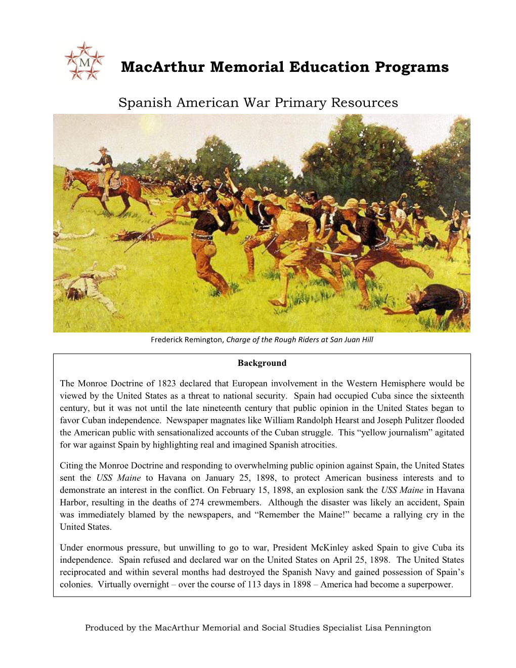 Spanish American War Education Resources