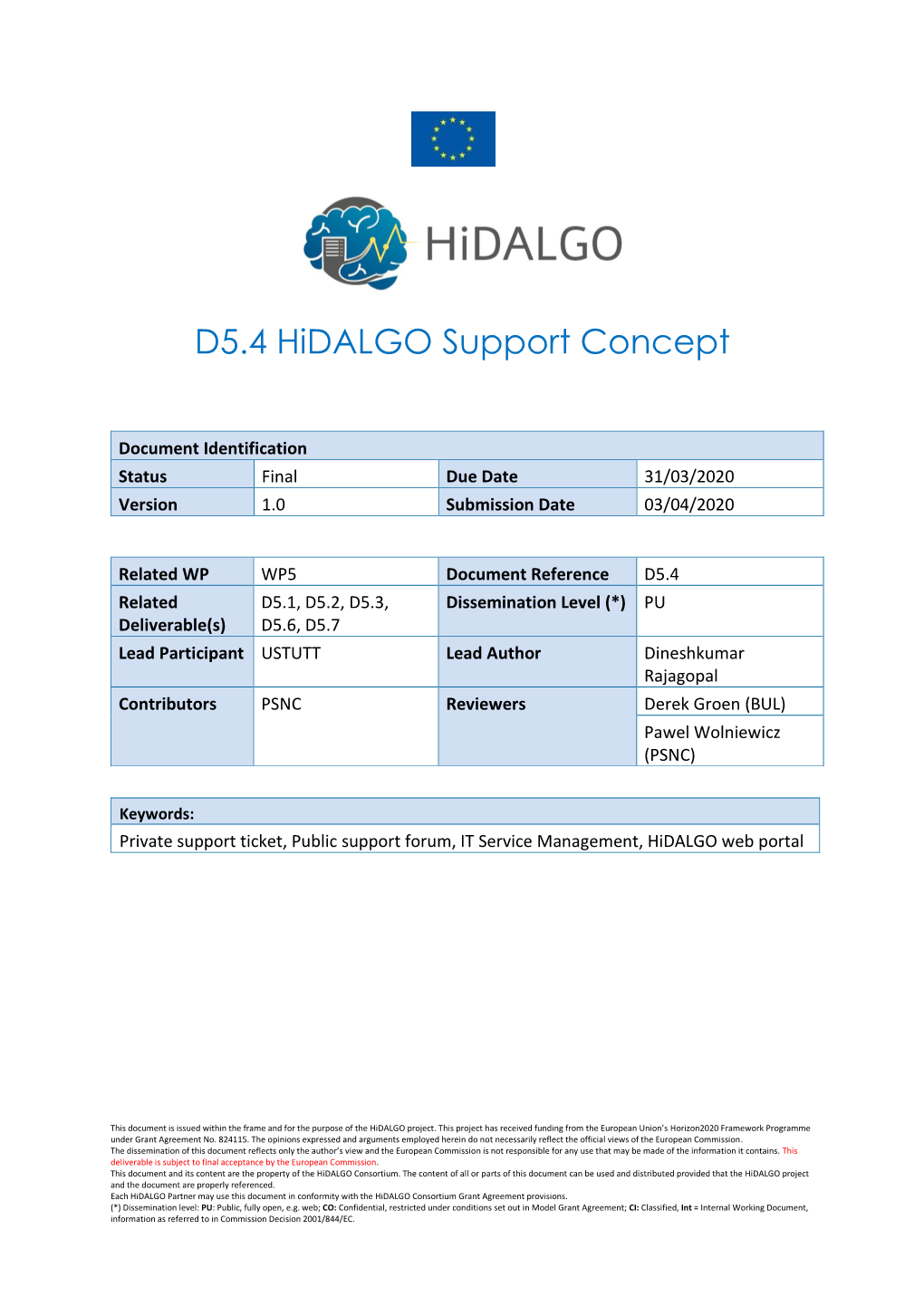 D5.4 Hidalgo Support Concept