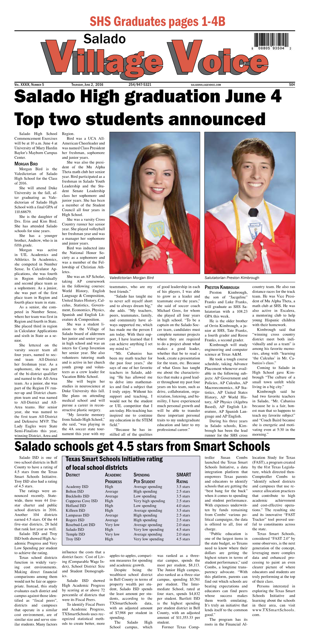 Salado High Graduation June 4 Top Two Students Announced Salado High School Region