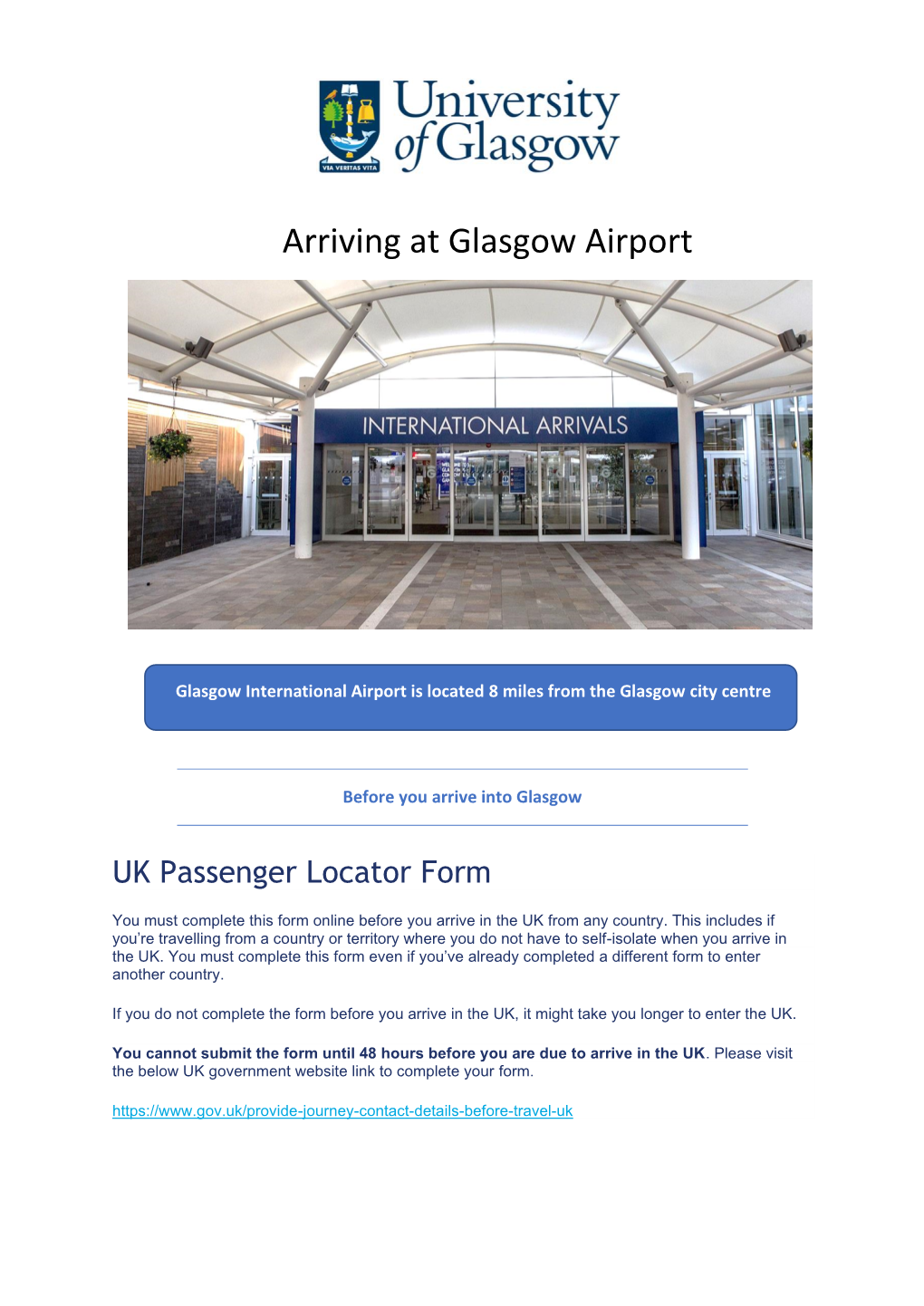 Arriving at Glasgow Airport