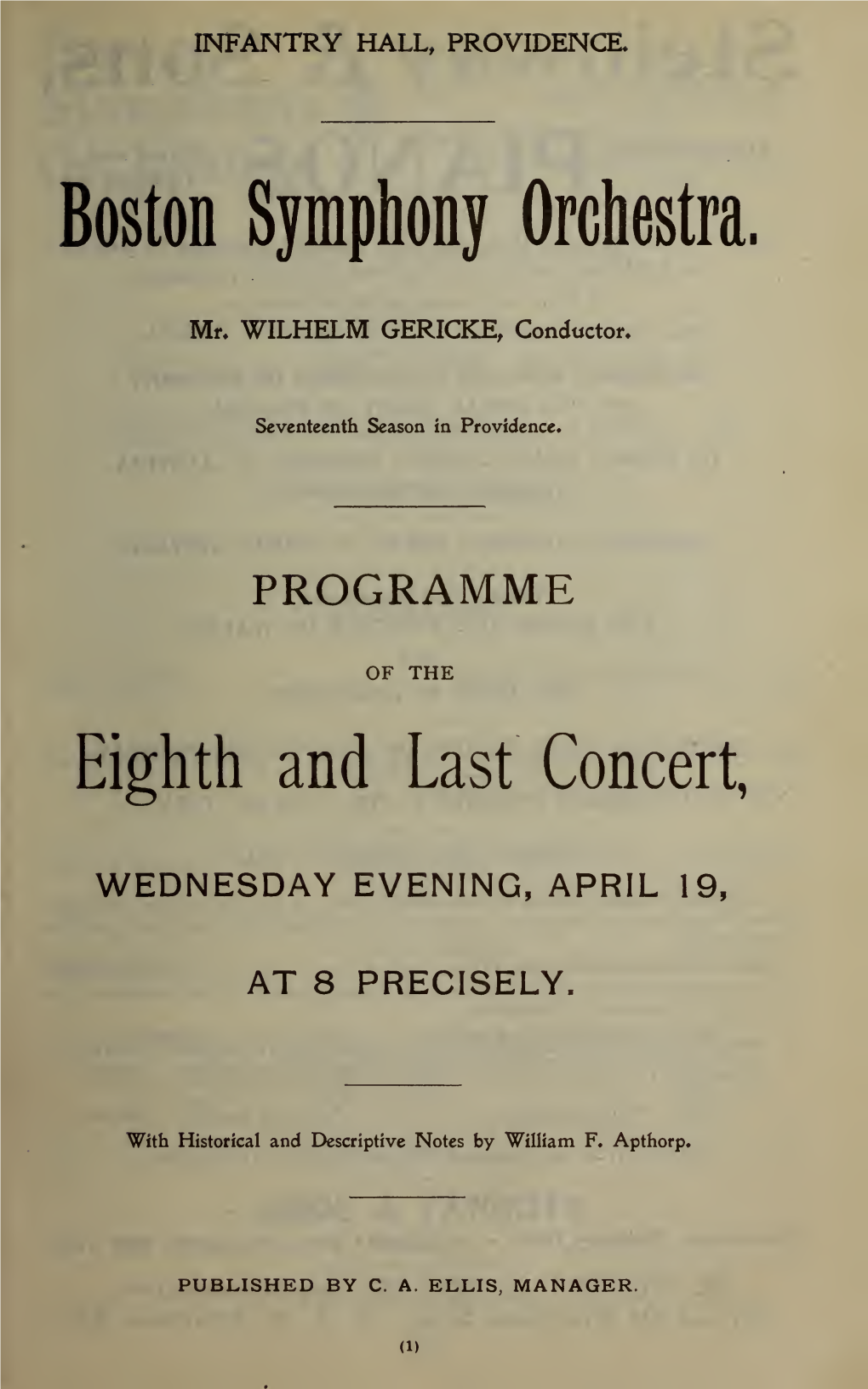 Boston Symphony Orchestra Concert Programs, Season 18, 1898-1899, Trip