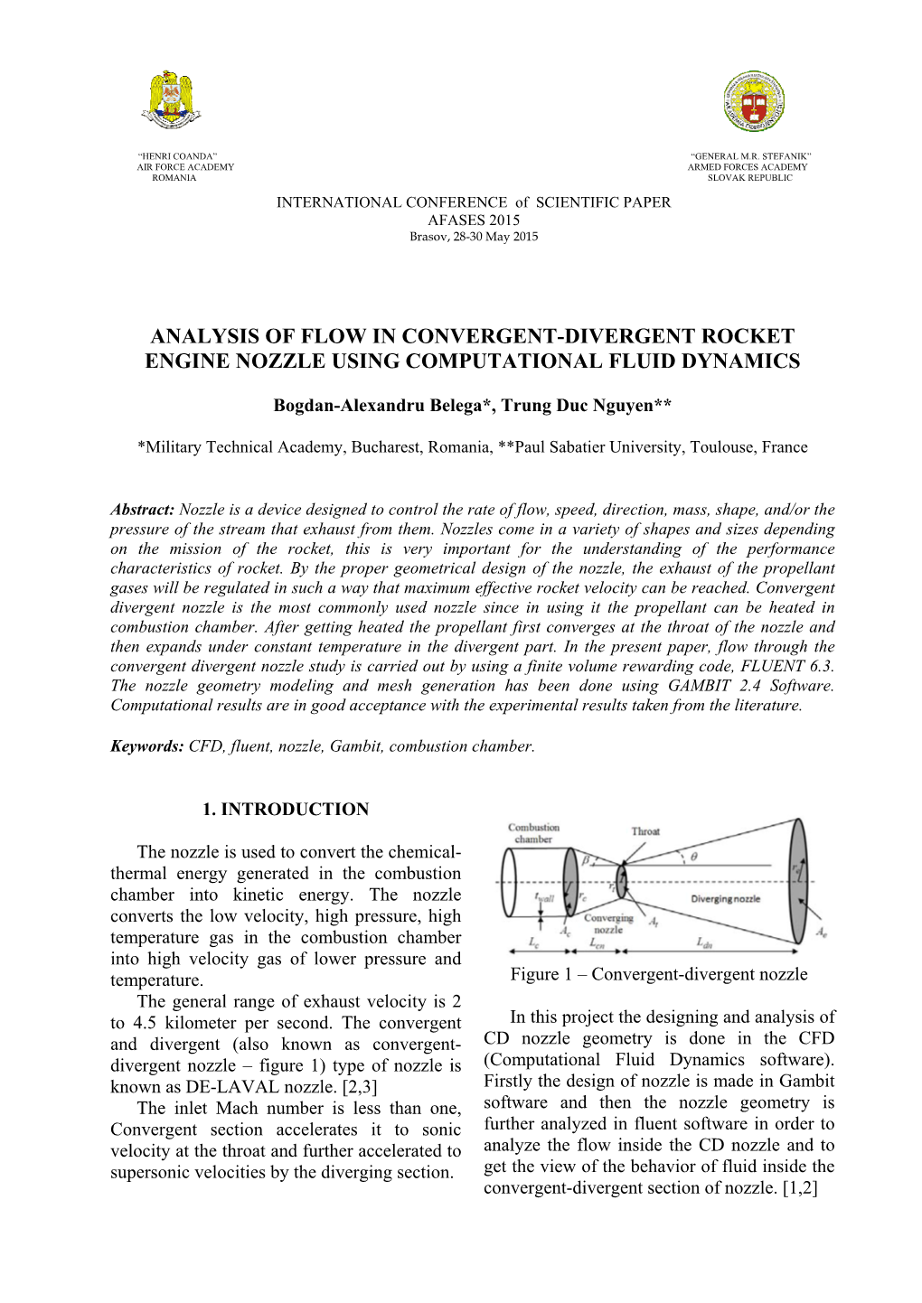 Analysis of Flow in Convergent-Divergent Rocket Engine Nozzle Using Computational Fluid Dynamics