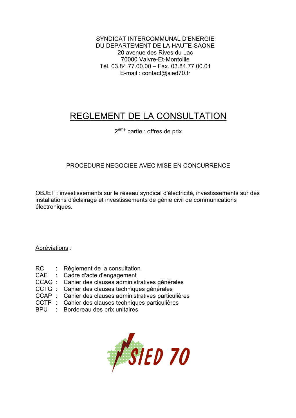 Reglement De La Consultation