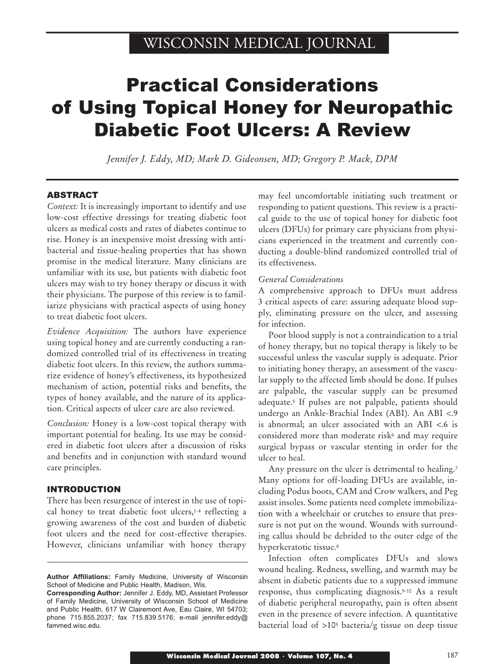 Practical Considerations of Using Topical Honey for Neuropathic Diabetic Foot Ulcers: a Review