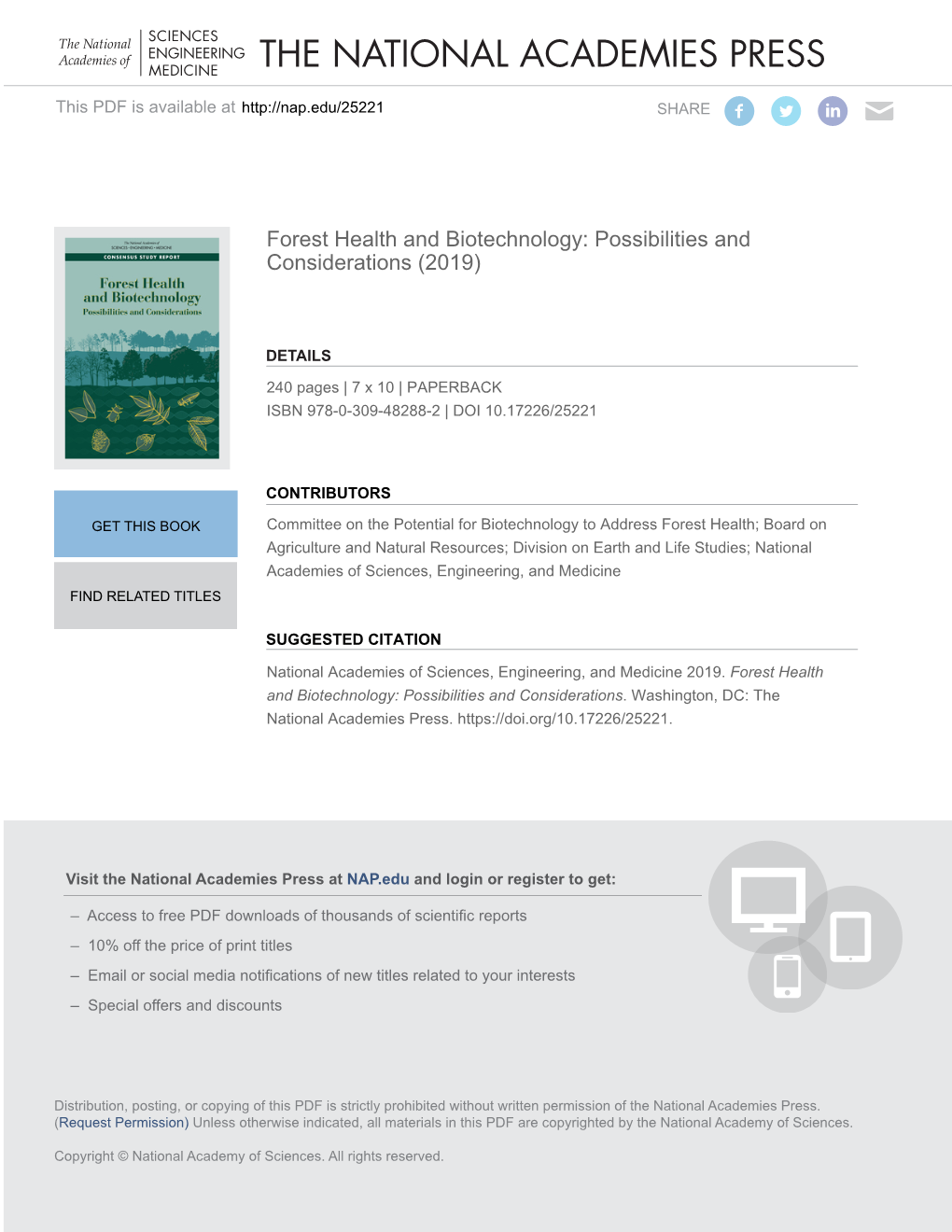 Forest Health and Biotechnology: Possibilities and Considerations (2019)