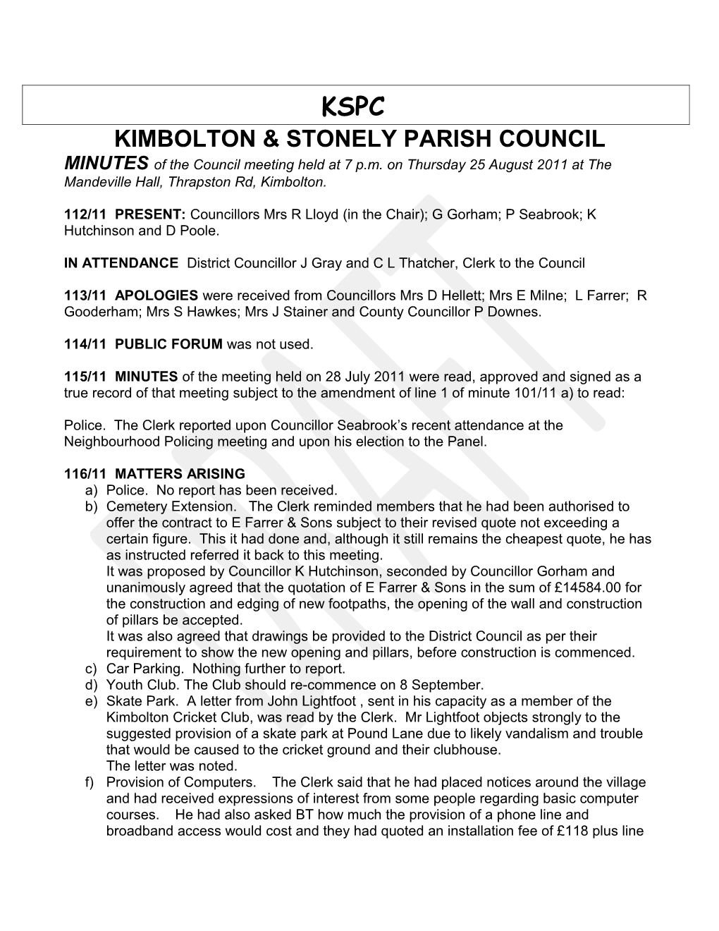 Kimbolton & Stonely Parish Council